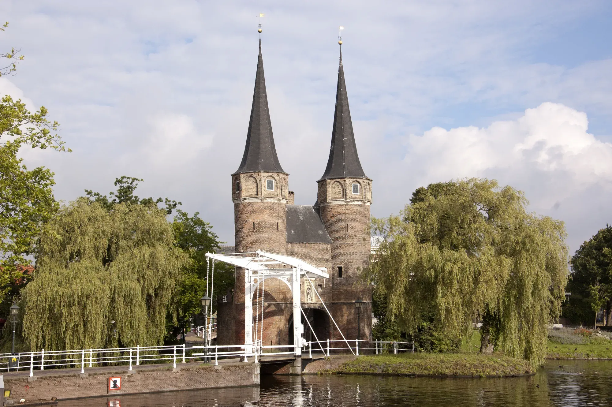 The Oostpoort, Delft's last surviving city gate, with its twin towers and drawbridge