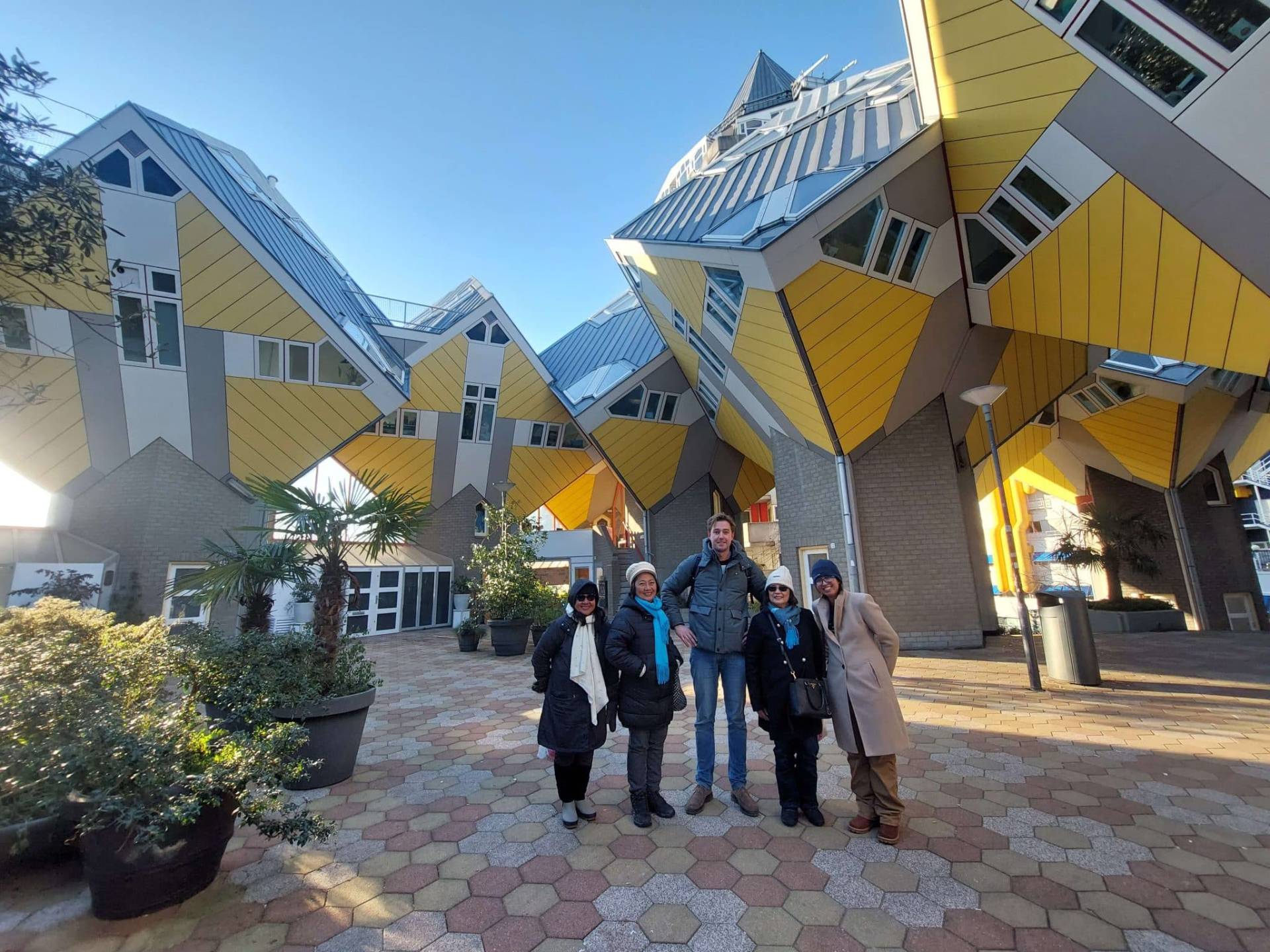Cube Houses with group in Rotterdam